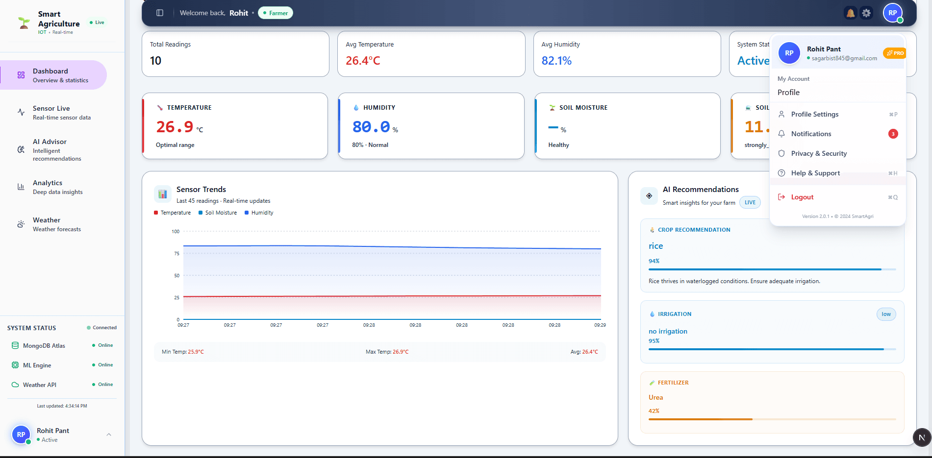 AgriSense Dashboard